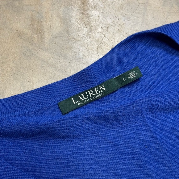 Lauren Ralph Lauren royal blue v neck sweater modal silk blend womens large - Picture 6 of 7